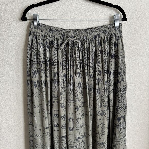Zara Skirt Womens Medium Green Geometric Rhinestone Boho Hippie Festival Coastal - Picture 3 of 16